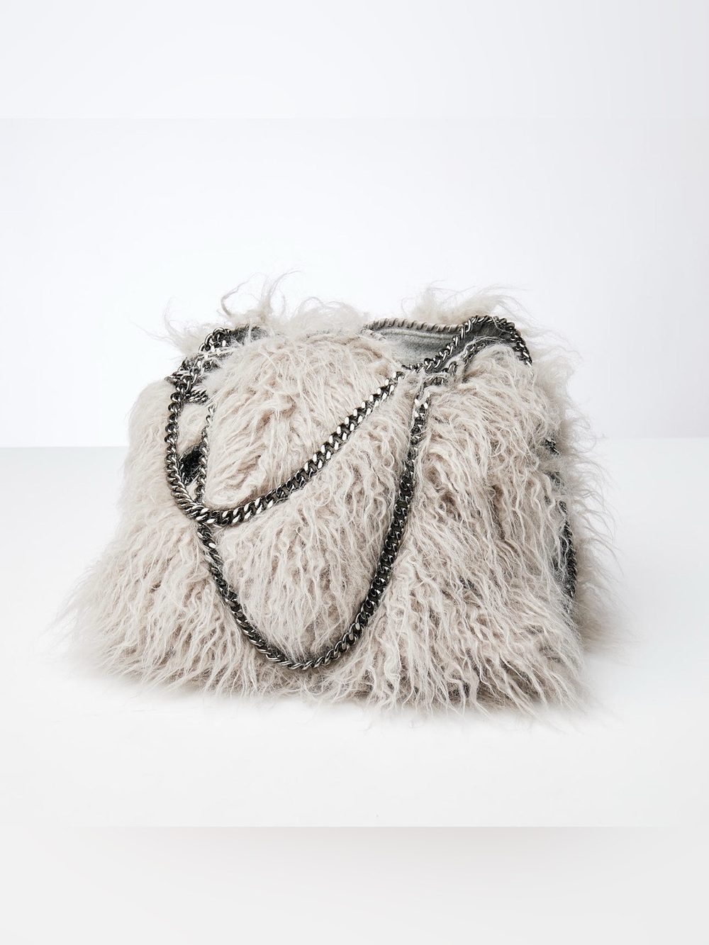 Stella McCartney Falabella Shag Tote in Grey with Gunmetal Chain